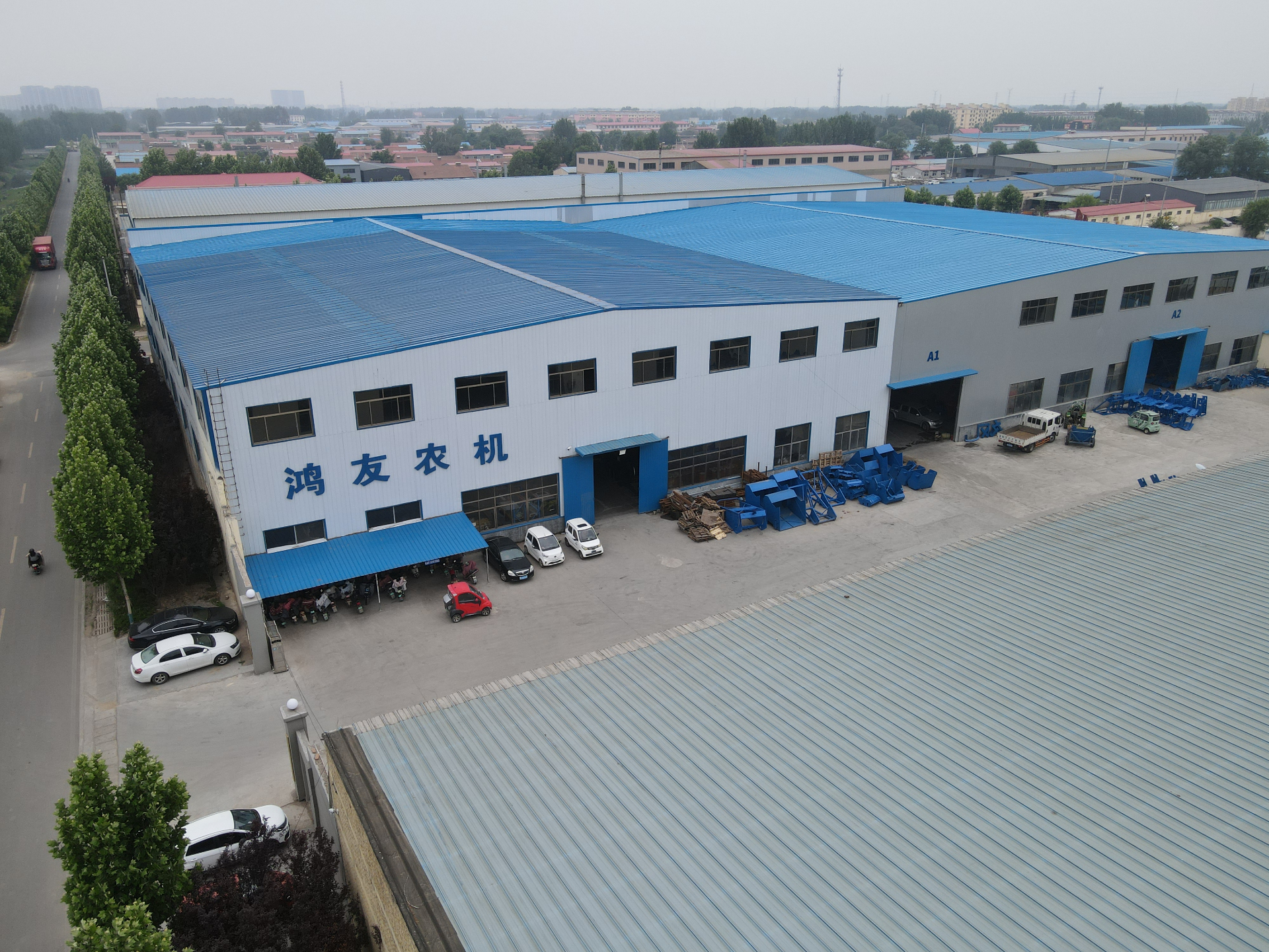 Aerial side view of HONGYOU production workshops